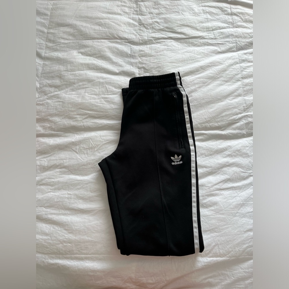 black & white adidas pants